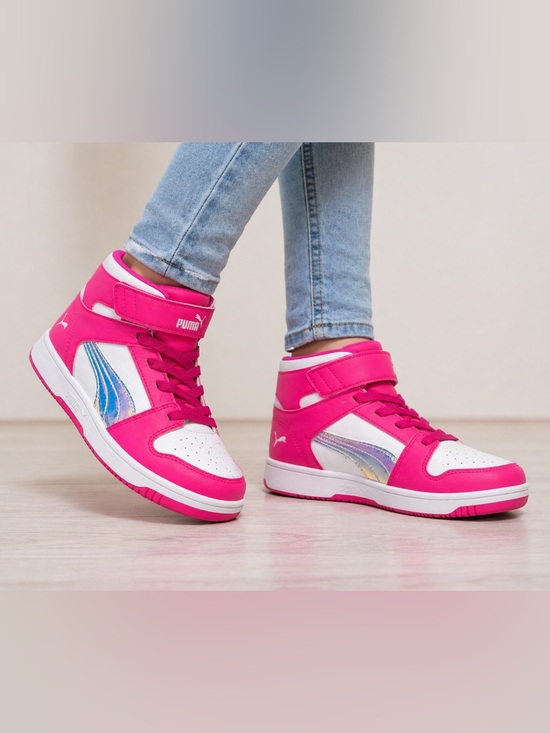 Puma Other - Puma Kids Pink High Top Sneakers Iridescent Size 2C
